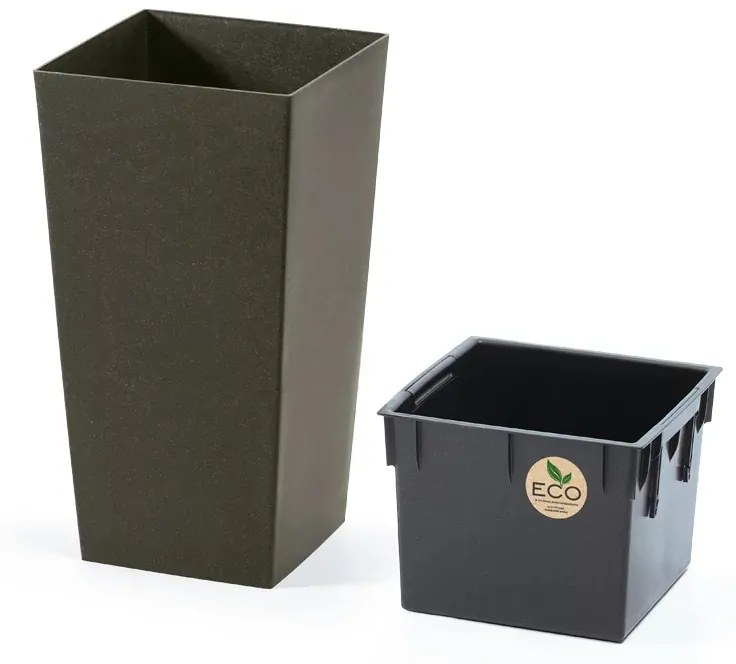 Ghiveci ECO WOOD, 29,5 cm, pătrat, maro închis