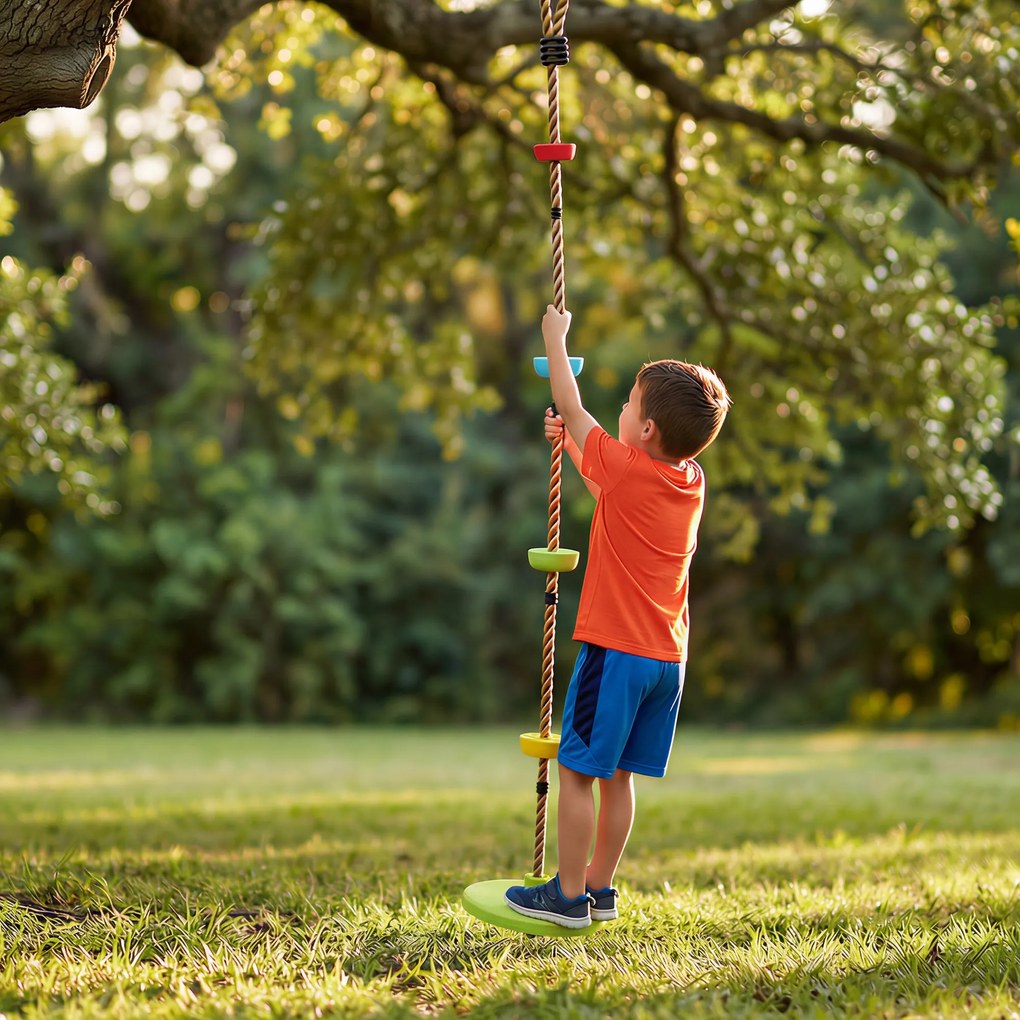 AIYAPLAY Leagăn cu frânghie 1,9 m, Leagăn disc pentru copii cu platformă, chingă și carabinieră, verde | Aosom Romania