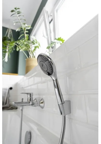 WENKO 23992100 - Cap de duș cu sistem de economisire a apei, 9,5 x 9,5 cm, crom lucios/gri