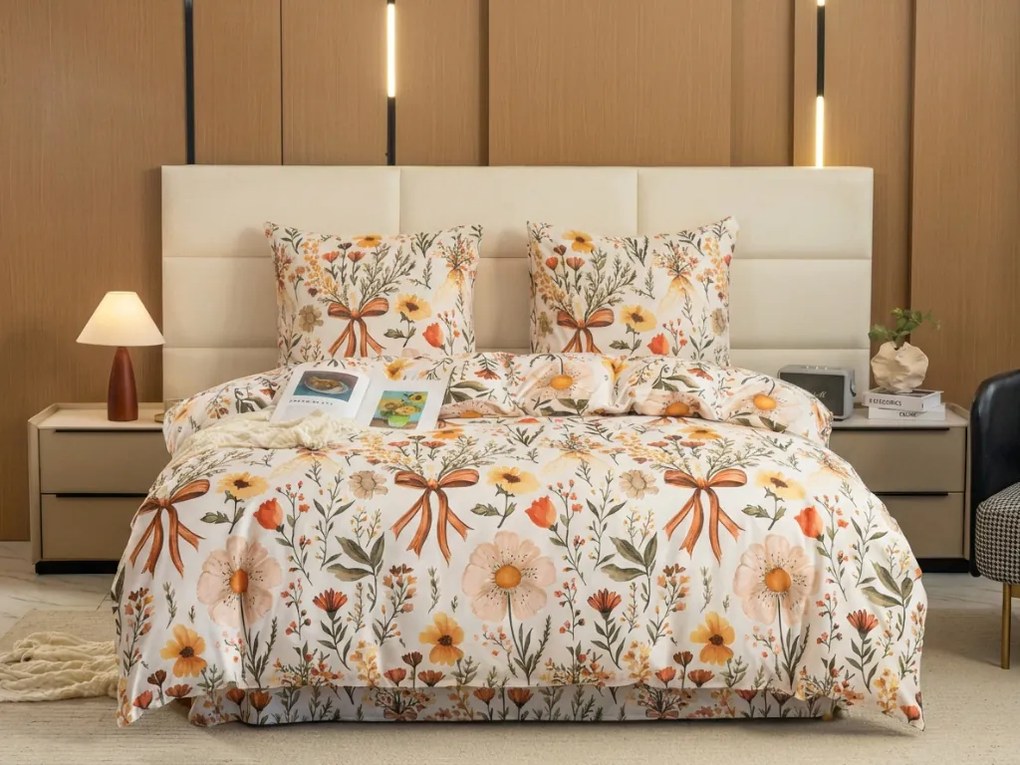 Lenjerie de pat din microfibra FLORAL RIBBON crem Dimensiune lenjerie de pat: 2 buc 70 x 90 cm | 200 x 220 cm