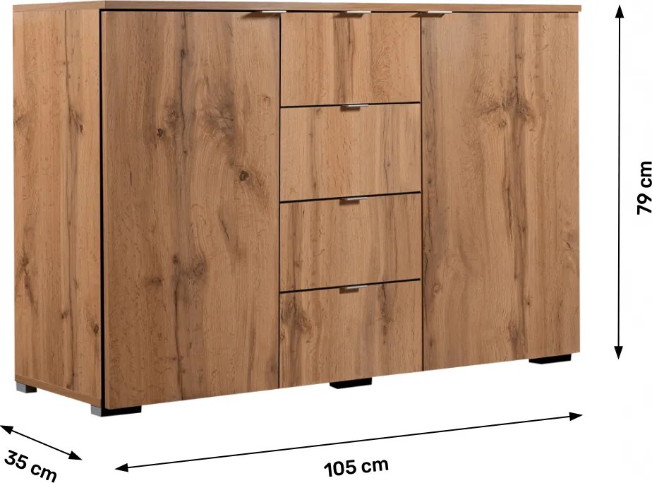 Comodă, stejar wotan, MIRANDA TYP 1