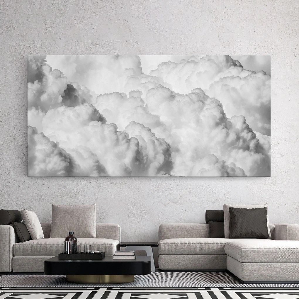Tablou Canvas, 60x120cm, Dormitor si Living, Peisaje, Nori, Grey Cloudy Sky