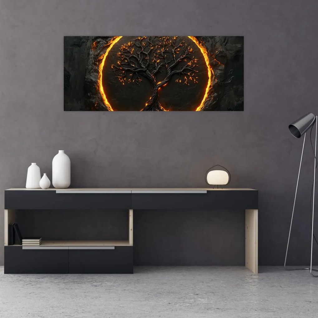 Tablou – Arborele vieții în lavă II. (120x50 cm)