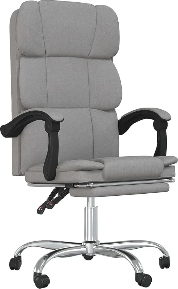 vidaXL Fotoliu de birou rabatabil, gri deschis, textil
