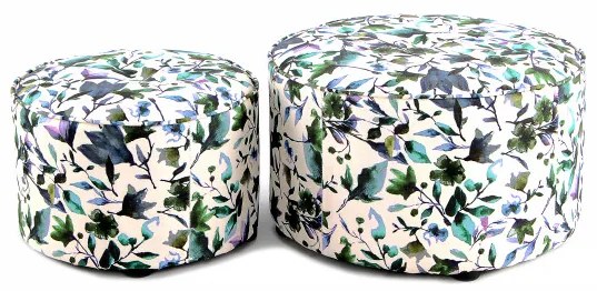 Set 2 tabureti tapitati cu imprimeu floral Indira multicolori/albi