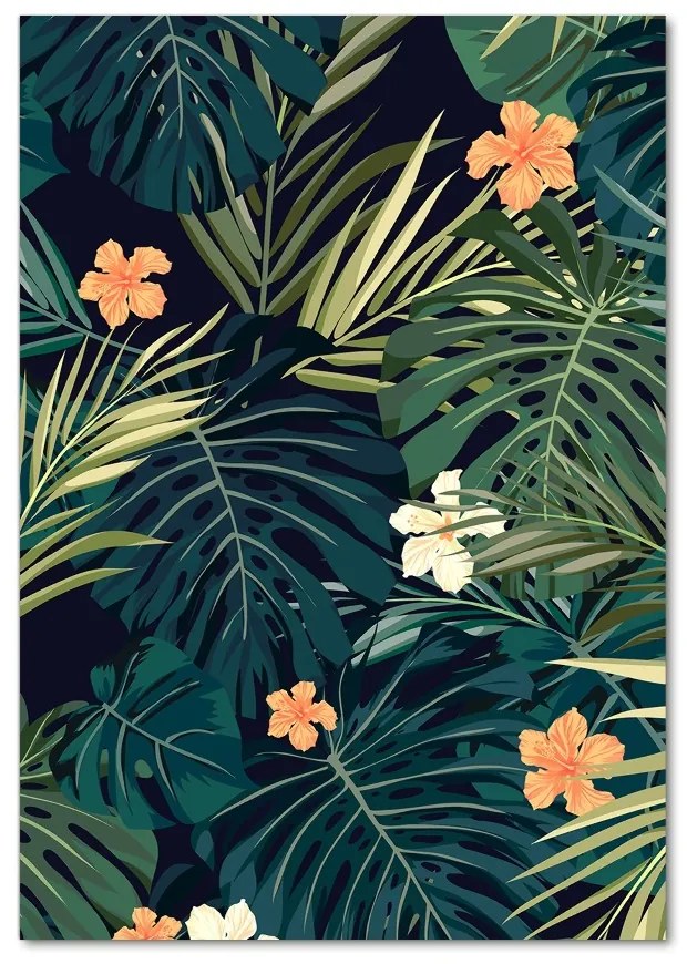 Tablou pe pe sticlă flori Hawaii