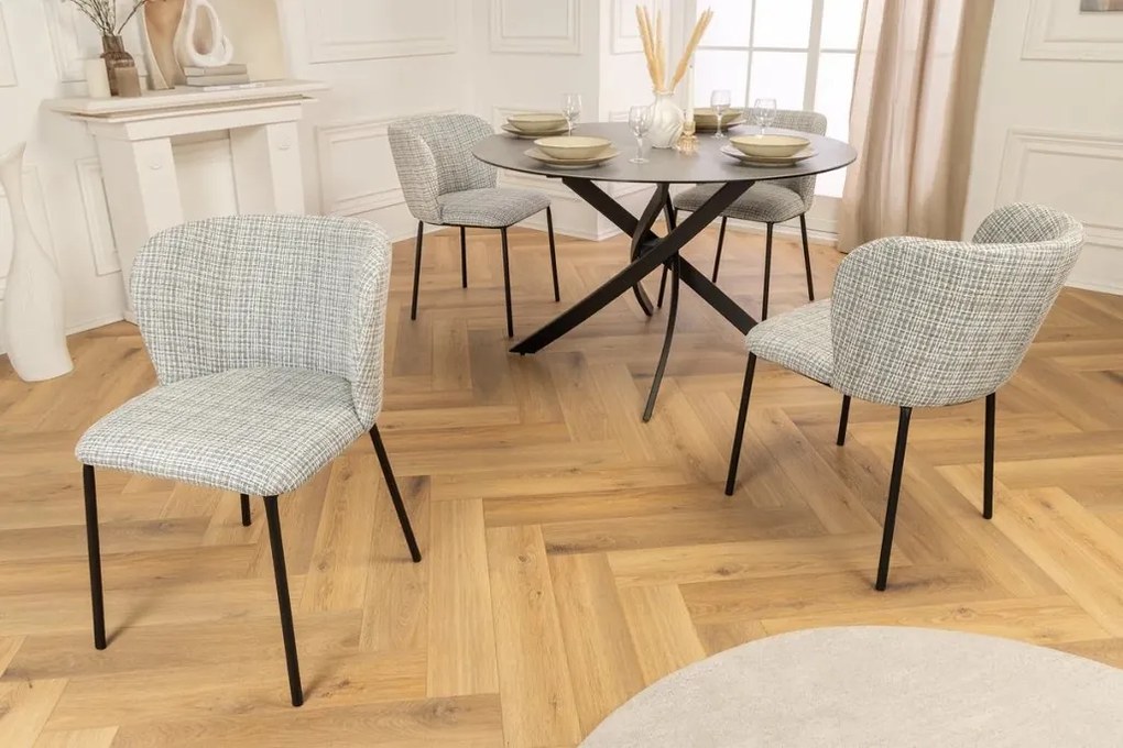 Set 2 scaune stil retro cu tesatura in carouri LYON albastru