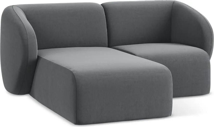 Colțar gri cu tapițerie din catifea (cu colț pe partea stângă/cu șezlong) Lani – Makamii