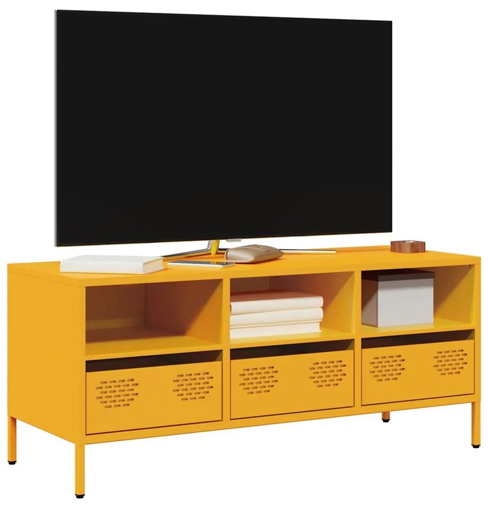 vidaXL Dulap TV, galben muștar, 101,5x39x43,5 cm, oțel laminat la rece