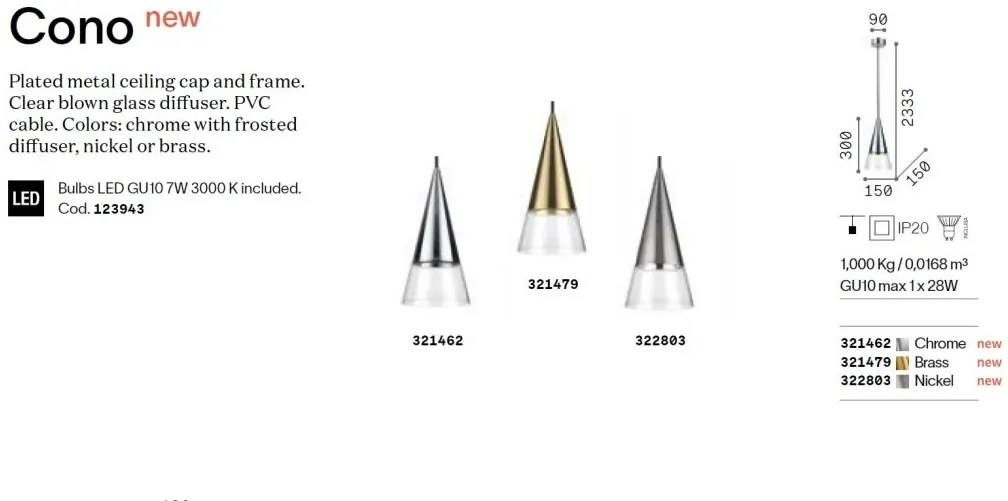 Lustra/Pendul design decorativ Cono sp1 alama