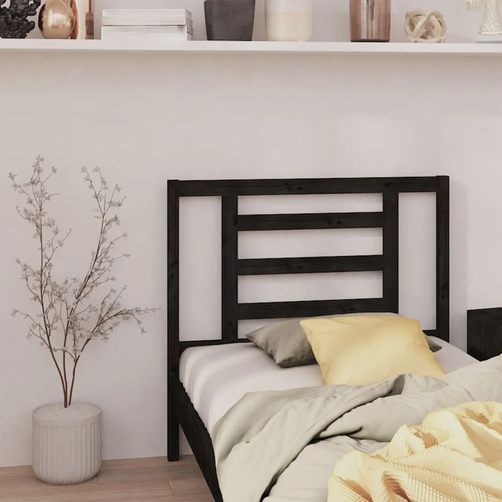 vidaXL Tăblie de pat, negru, 106x4x100 cm, lemn masiv de pin