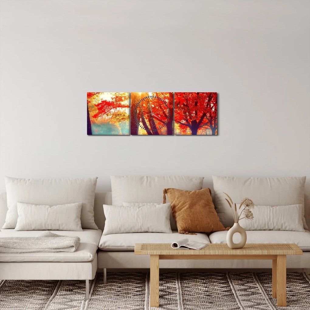 Tablou - Peisaj de toamnă (cu ceas) (90x30 cm)