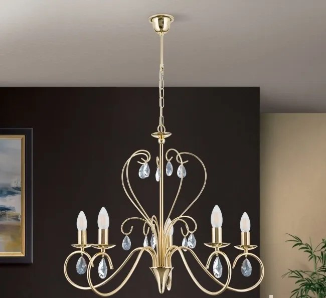 Candelabru 5 brate stil clasic cu cristale K9 Alessia auriu