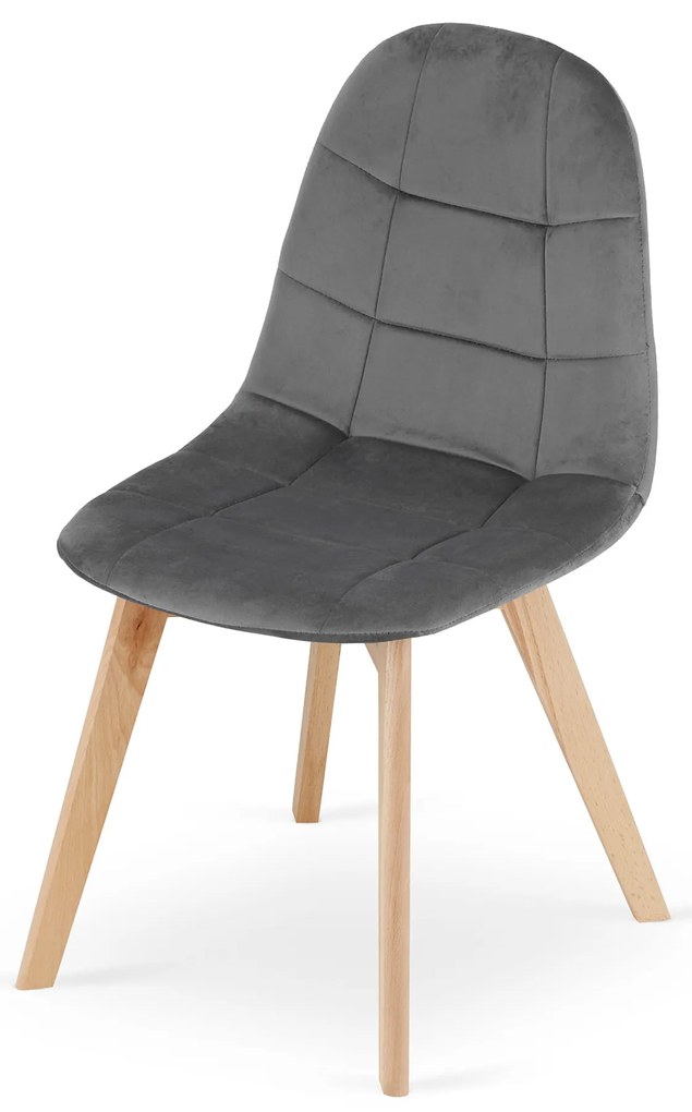 Set de dining 1 + 4, masa alba ADRIA 120x80 cm + scaun din catifea gri inchis BORA