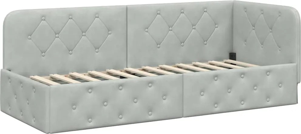 vidaXL Cadru de pat colțar Gri deschis 80 x 200 cm Catifea