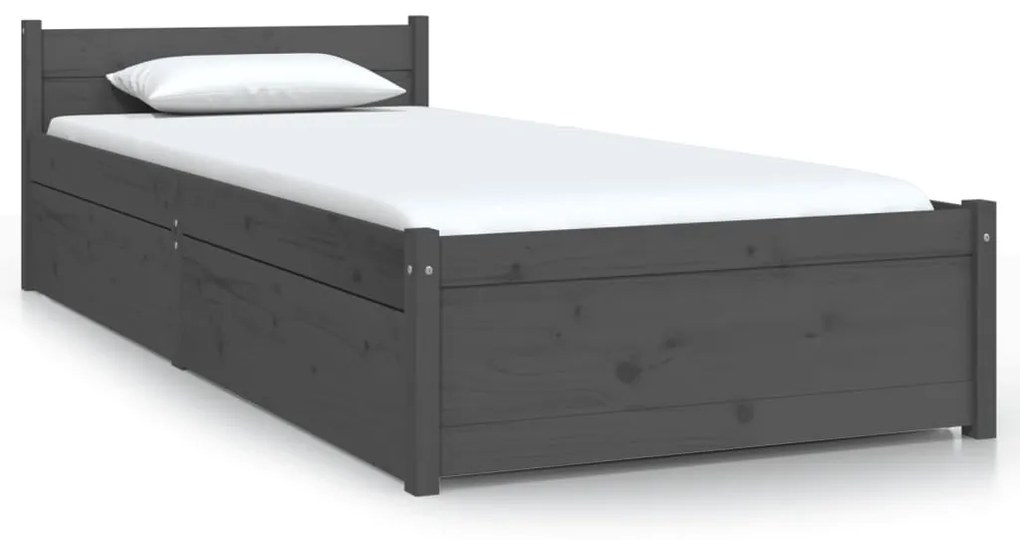 3103475 vidaXL Cadru de pat cu sertare, gri, 75x190 cm 2FT6 mic, single