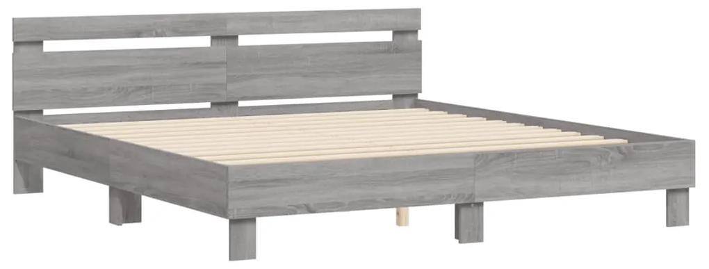 3207411 vidaXL Cadru de pat cu tăblie, gri sonoma, 160x200 cm lemn prelucrat