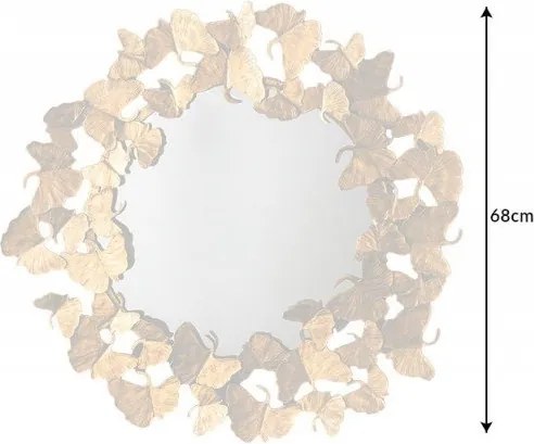 Oglinda de perete decorativa Ginkgo Leafs 70cm, auriu