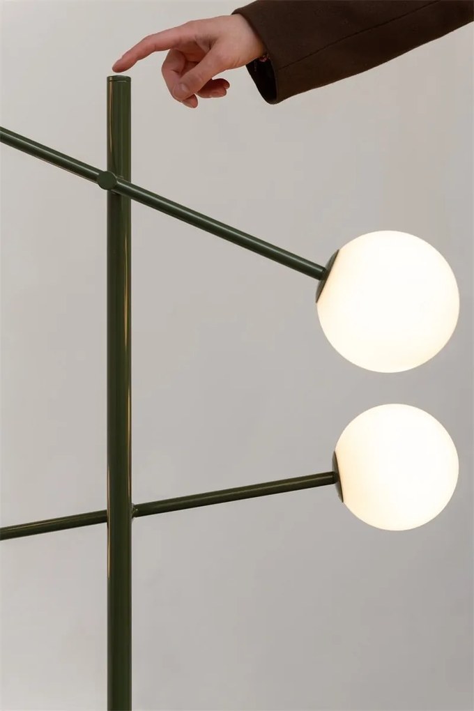 Lampadar cu 4 globuri sticla si metal verde Copenhagen
