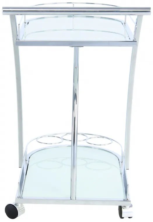Masuta/Carucior pentru servire din sticla securizata James, 62x45x70 cm, alb/crom