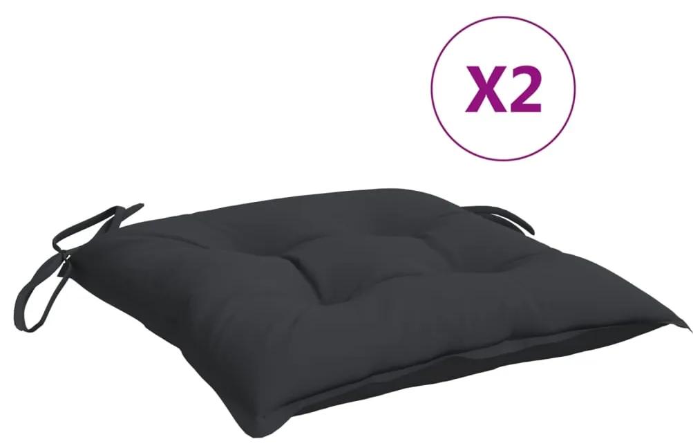 Perne de scaun, 2 buc., negru, 50x50x7 cm, textil 2, Negru, 50 x 50 x 7 cm