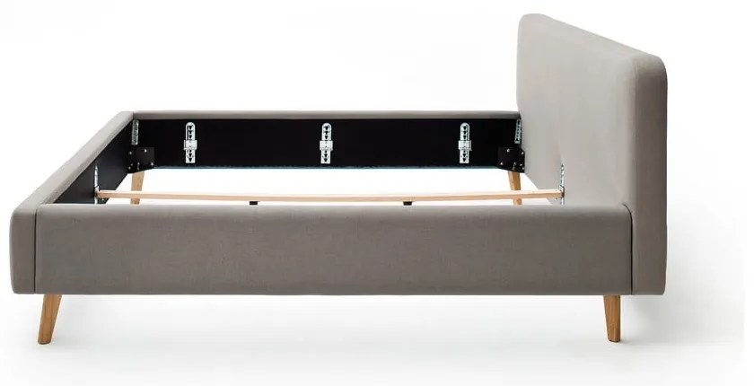 Pat matrimonial taupe tapițat fără somieră 160x200 cm Mattis – Meise Möbel