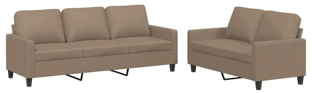 3201422 vidaXL Set de canapele cu perne, 2 piese, cappuccino, piele ecologică