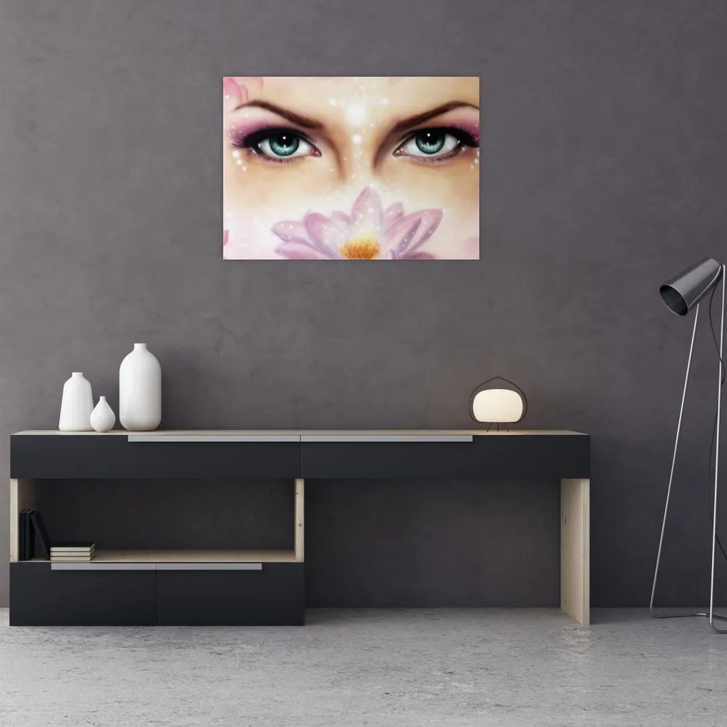Tablou pe sticlă - Ochi fermecători (70x50 cm)
