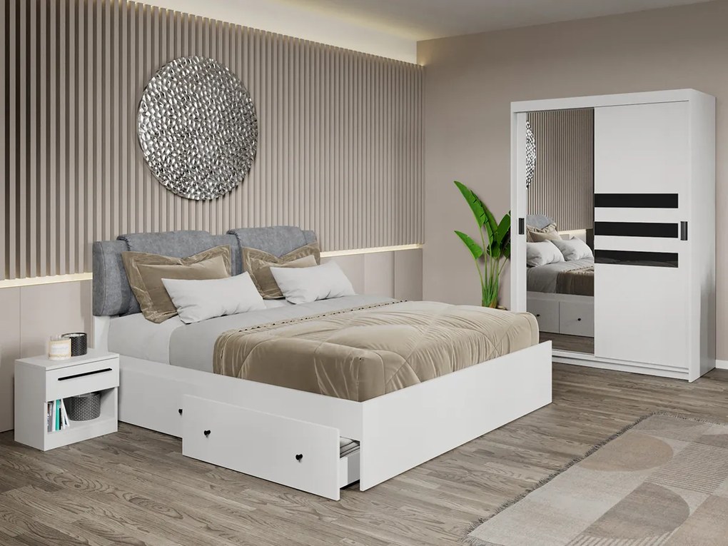Set mobila dormitor 4 piese Ruben Alb/Ferrara C29