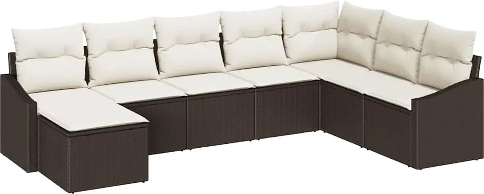 vidaXL Set de canapele pentru grădină 8 pcs Maro și Crem poliratan