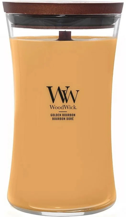 Lumânare parfumată vază mare WoodWick Golden Bourbon, 609 g