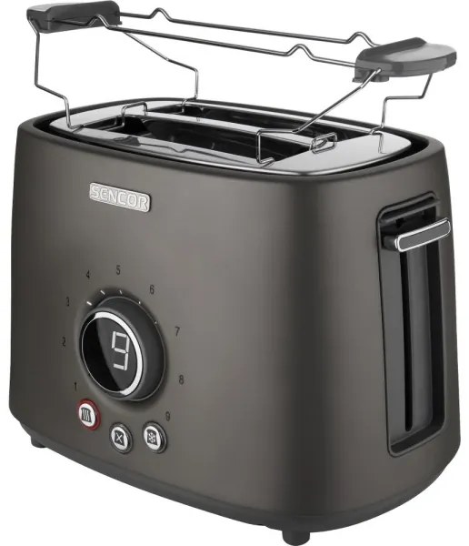 Sencor - Toaster cu 2 felii și suport pentru chifle, 1000 W/230 V, antracit