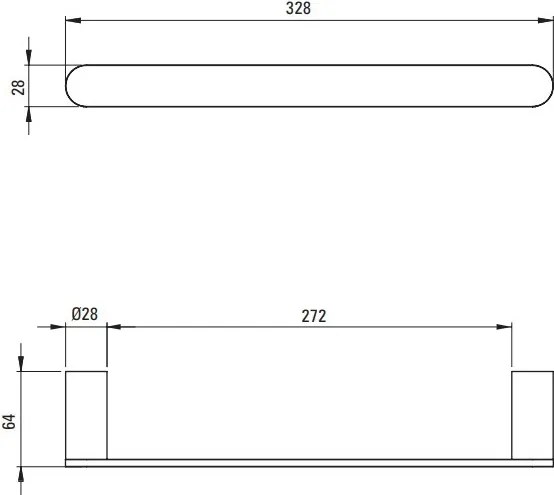 ROUND Suport pentru prosoape de perete - 300 mm finisaj negru ADR_N611