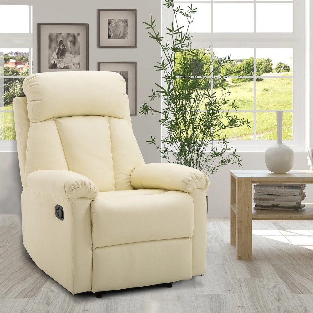 Fotoliu recliner cu spatar rabatabil HOMCOM, piele ecologica, 80×97×107cm | Aosom Romania