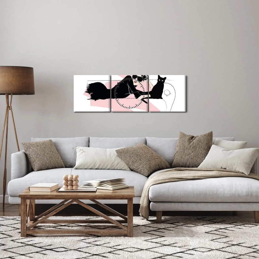 Tablou - Doamnă de modă (cu ceas) (90x30 cm)
