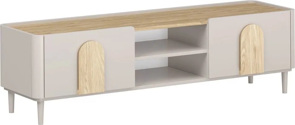 Comodă TV Amilio 170 cm cu sertar - cashmere / stejar uleiat / mânere stejar deschis