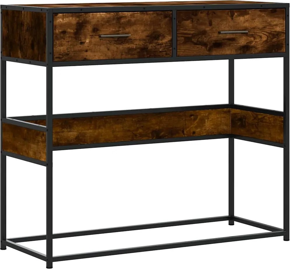 vidaXL Măsuță consolă, stejar fumuriu, 90x35x80 cm, lemn prelucrat
