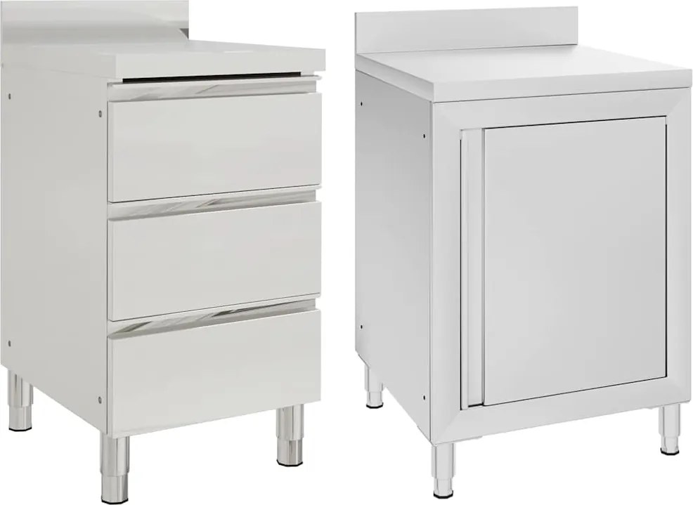 vidaXL Dulapuri de bucătărie comerciale, 2 buc., oțel inoxidabil