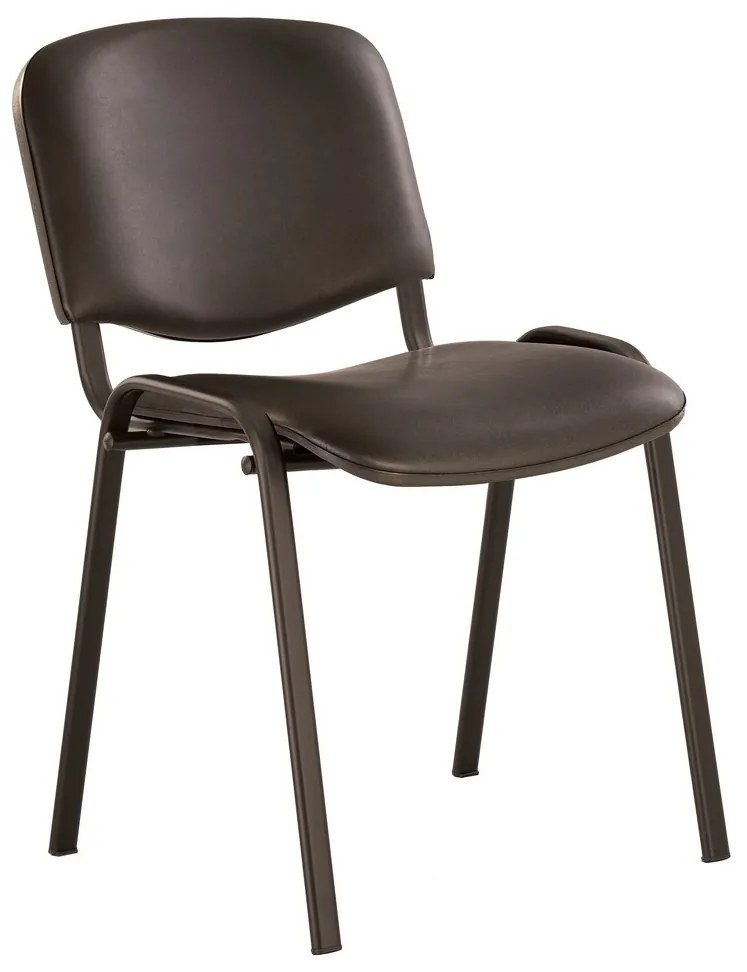 Scaun vizitator Iso Black, negru, piele ecologica