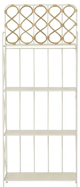Etajera din metal si rattan, 4 rafturi, H160 cm, Roseraie White