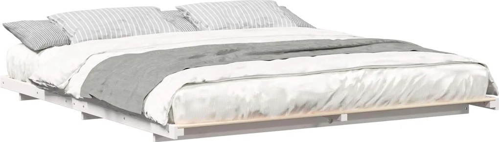 vidaXL Cadru de pat de podea Alb 180 x 210 cm Lemn masiv de pin