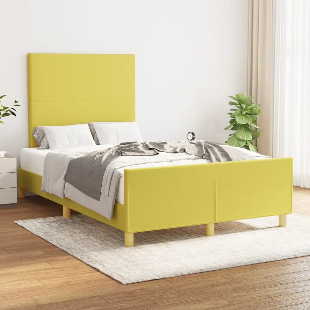 3124886 vidaXL Cadru de pat cu tăblie, verde, 120x200 cm, textil