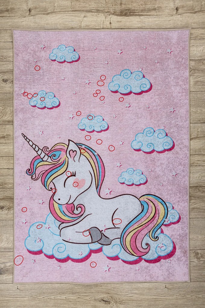 JUNIOR 51855.804 covor lavabil Inorog, nori pentru copii anti-alunecare - roz - SECUNDAR-COTATI PRODUSUL