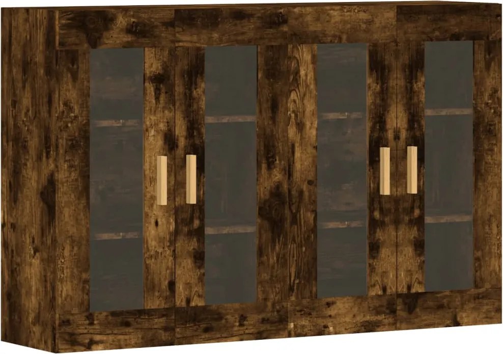 vidaXL Dulapuri de perete, 2 buc., stejar afumat, lemn prelucrat