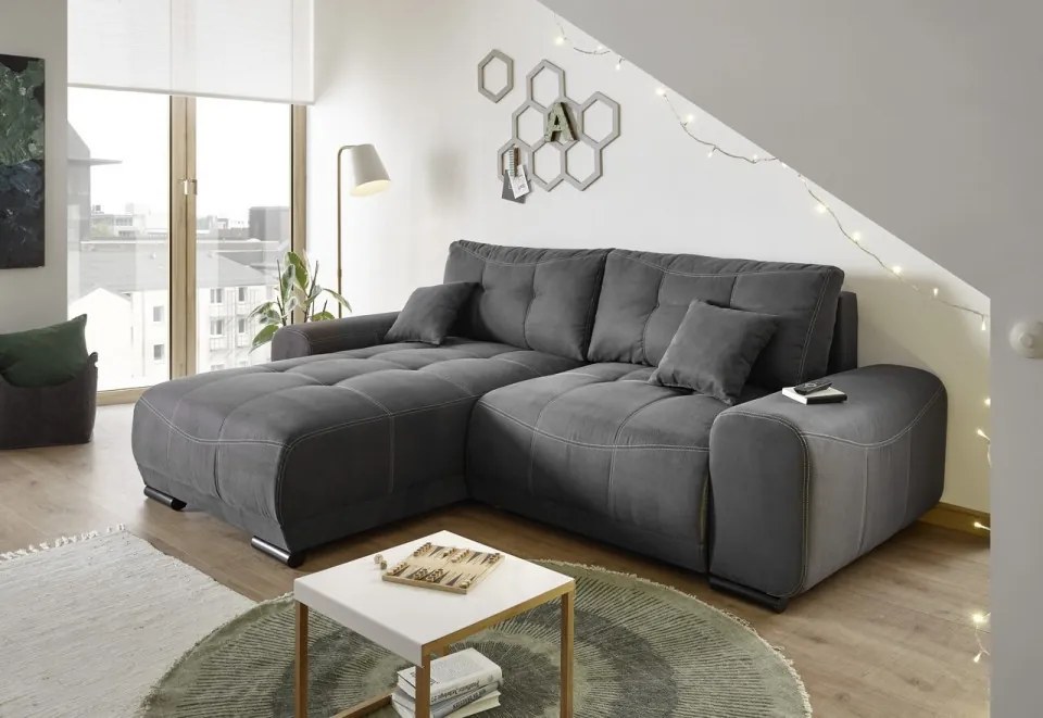 Coltar extensibil, Alvi, cu sezlong interschimbabil, 267 x 91 x 185 cm, antracit
