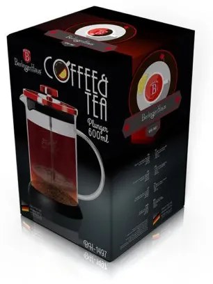 Presa Cafea  Ceai, Infuzor 600 ml, Burgundy, Berlinger Haus BH 1497