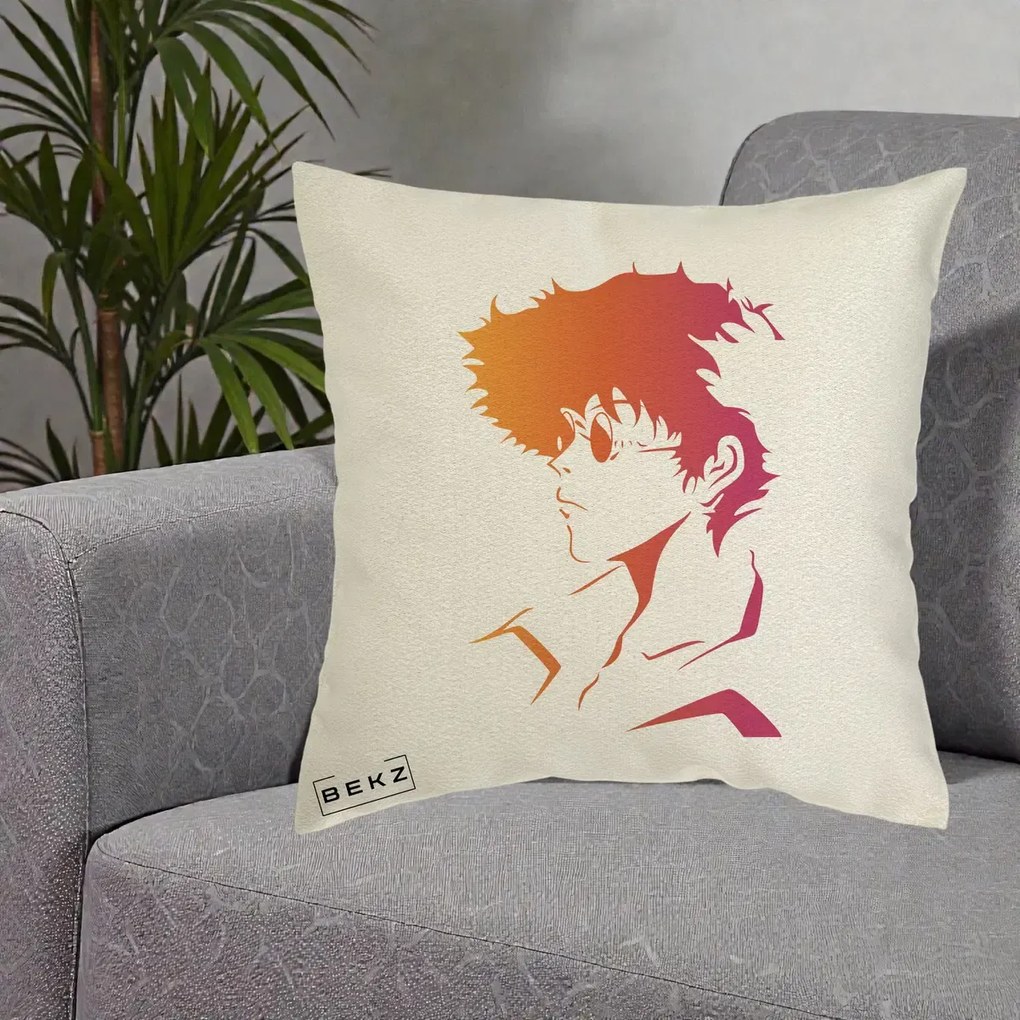 Perna Decorativa Cowboy Bebop Spike Silueta Gradient, 40x40 cm, Ecru, Husa Detasabila, Perna Inclusa, BEKZ®