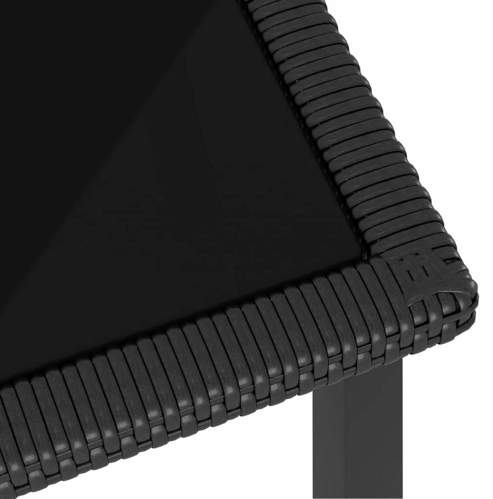 Masa de gradina, negru, 70x70x73 cm, poliratan 1, Negru, 70 x 70 x 73 cm