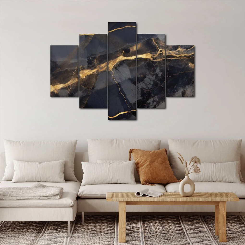 Tablou - Negru - decor auriu (150x105 cm)