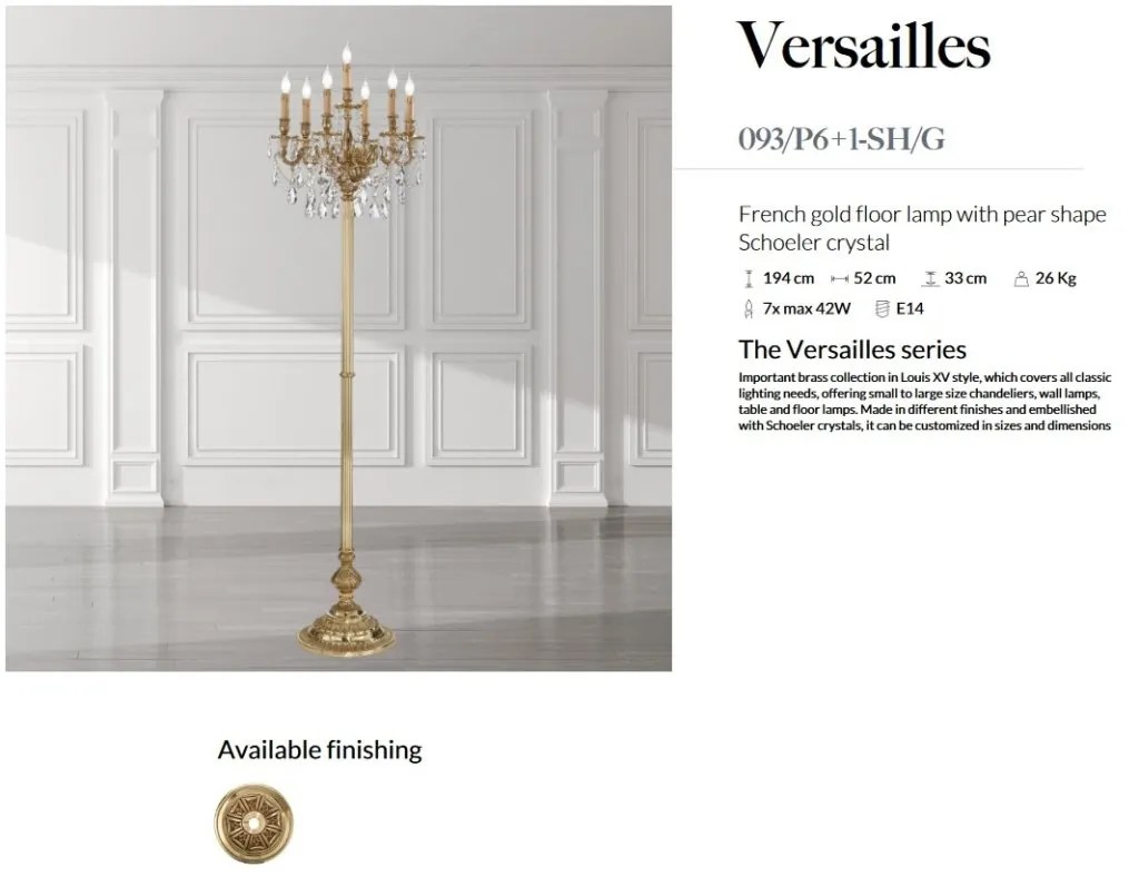 Lampadar LUX cu cristale Scholer, Versailles